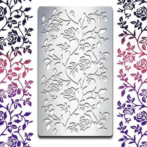Miniatura 10 de MAYJOYDIY Can Plant - Plantilla de metal para diario, marcapáginas, plantillas de metal de 4 x 7 pulgadas, plantilla de dibujo de acero inoxidable