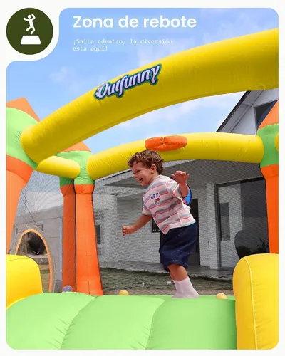 Miniatura 3 de Outfunny Casa inflable inflable para interiores con tobogán, casa inflable para niños de 3 a 8 años, área de rebote de 6 x 6 pies, capacidad de 300