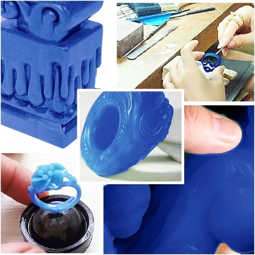 Miniatura 6 de Bloque de cera para tallar cera perdida, herramienta de moldeo de joyería, molde para esculpir 1 libra (bloque de cera azul)