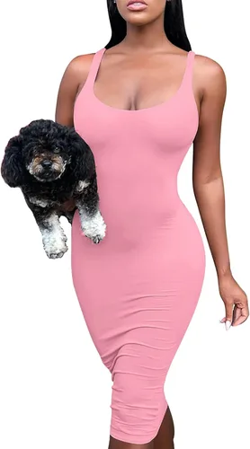 Miniatura 2 de Mokoru - Vestido sin mangas para mujer, casual, básico, sin mangas, Bodycon Midi Club