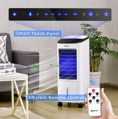 Miniatura 4 de ARLIME Enfriador de aire evaporativo, ventilador de aire acondicionado portátil 3 en 1 y humidificador, 3 velocidades de viento, 3 modos, pantalla
