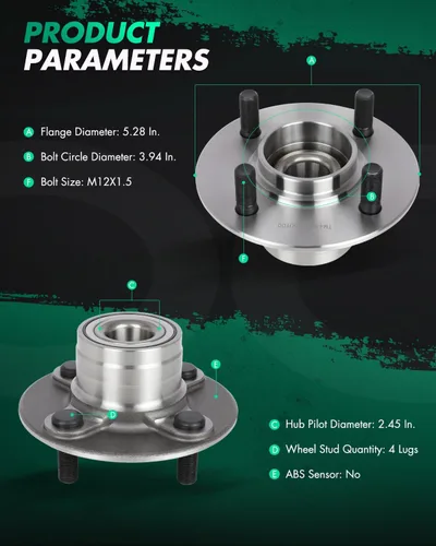 Miniatura 3 de SCITOO 512025 Conjunto de cojinete y cubo de rueda 1991-1999 para Nissan Sentra 1996-2000 para Nissan Lucin 4 Lugs Hub Kit de montaje del cojinete