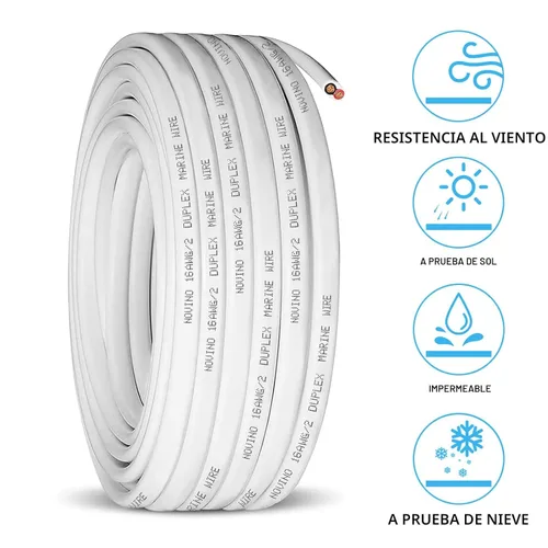 Miniatura 3 de Cable marino dúplex de calibre 16, cable eléctrico de grado marino de cobre estañado, 16 AWG, 50 pies, para uso al aire libre en lanchas
