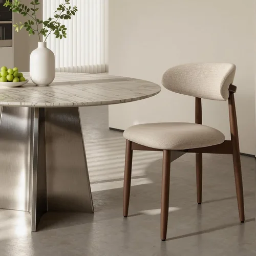 Miniatura 5 de COLAMY Mid-Century - Juego de 2 sillas de comedor de madera modernas, sillas de cocina tapizadas para interiores con asiento acolchado acogedor