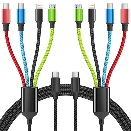 Miniatura 10 de Travel Essentials - Cable de carga múltiple [2 unidades de 5 pies], accesorios de automóvil, cables de carga 4 en 1, cable USB, cargador de teléfono
