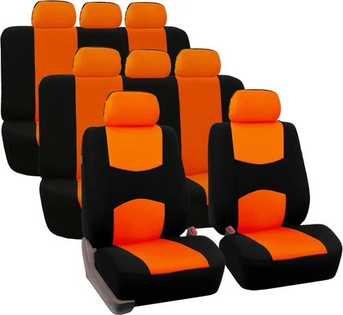 Miniatura 6 de TLH Fundas de Asiento de Coche de Tela Plana Beige 3 Filas, 8 Asientos, Fundas de Asiento Automotrices Universales Accesorios para Coches, Camiones