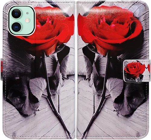 Miniatura 17 de Bcov Funda para iPhone 13 Mini, diseño de pájaro negro de cuero verde con tapa para teléfono con ranura para tarjetas, soporte para iPhone 13 Mini