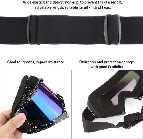 Miniatura 5 de Gafas de motocross, ATV Motocicleta, UTV MX OTG, accesorios de gafas y gafas de esquí antiniebla, carreras de esquí Marco negro de mármol+lente