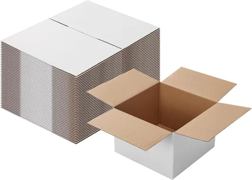 Miniatura 12 de Calenzana Juego de 40 Cajas de Envío 8x6x6, Caja de Cartón Corrugado Blanco para Envío, Embalaje de Regalos, Pequeña Empresa