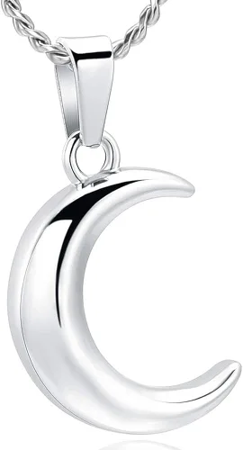 Imrsanl Joyería de cremación para cenizas, collar de urna de luna, medallón conmemorativo de acero inoxidable, joyería de recuerdo para cenizas,