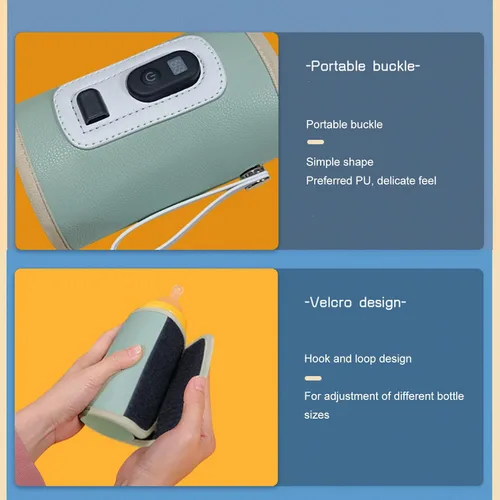 Miniatura 3 de Calentador de biberones de leche para bebés con pantalla digital USB, portátil de 5 velocidades para leche materna y agua (verde)