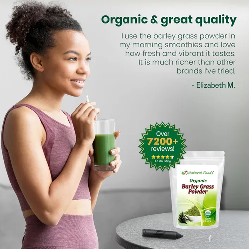 Miniatura 8 de Polvo de hierba de cebada orgánica, rico en antioxidantes, polvo de césped orgánico potenciador de energía, superalimento 100% natural, vegano, sin