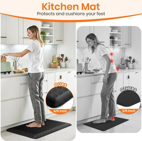 Miniatura 7 de Tapetes de cocina extra gruesos de 4/5 pulgadas para piso, antideslizantes, antifatiga, tapete de fregadero impermeable resistente a las manchas