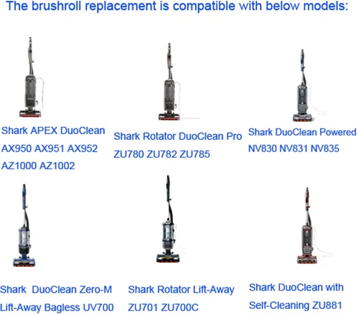 Miniatura 3 de Paquete de 2 cepillos de repuesto compatibles con Shark Apex AX950 AX951 AX952 AZ1000 AZ1002 y Duoclean NV830 NV831 NV835 UV700 ZU700C ZU701 ZU780