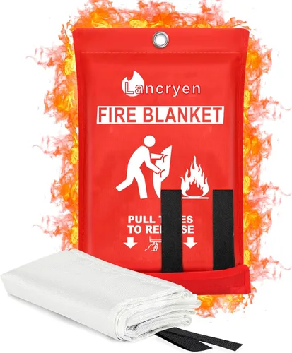 Lancryen Manta de emergencia contra incendios, manta de extintor, tela de supresión de incendios, toalla ignífuga de seguridad contra incendios para