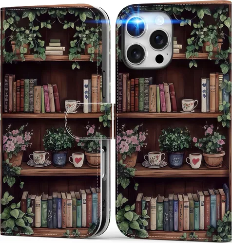 Miniatura 109 de DEENAKIN Funda tipo cartera para iPhone 15 con tarjetero + clip para efectivo, bloqueo RFID, protección contra caídas de grado militar y obras