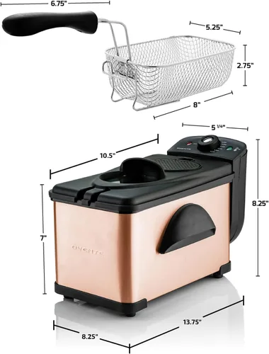 Miniatura 6 de OVENTE Freidora eléctrica de 2 litros de capacidad, tapa con ventana de visión, temperatura ajustable, cesta extraíble y mango de tacto frío