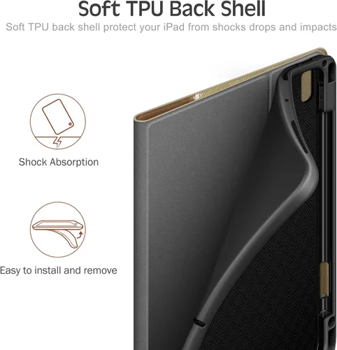Miniatura 8 de KingBlanc Funda para iPad Pro de 11 pulgadas de 4ª/3ª/2ª/2ª/1ª generación (2022/2021/2020/2018) con soporte para lápices, cuero sintético, función