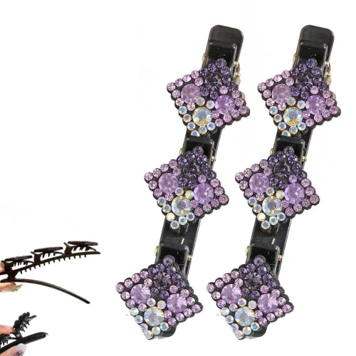 Miniatura 13 de Pinzas de pelo trenzadas para mujeres y niñas, 2025 nuevas pinzas de pelo con piedras de cristal brillantes, pinzas cortas de pico de pato