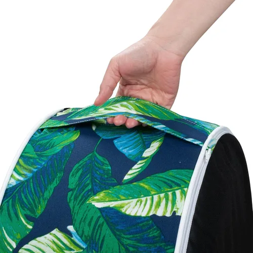 Miniatura 6 de Magpie Fabrics Taburete inflable otomano D20 x H9, reposapiés redondo para exteriores, portátil, para patio, viajes, camping, hojas de laguna verdes