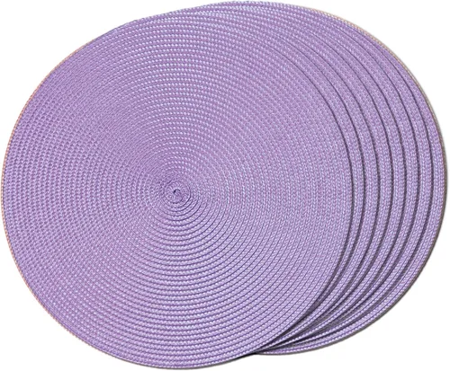 Miniatura 38 de FunWheat Juego de 6 manteles individuales redondos trenzados para mesas de comedor, tejidos, lavables, antideslizantes, de 15 pulgadas