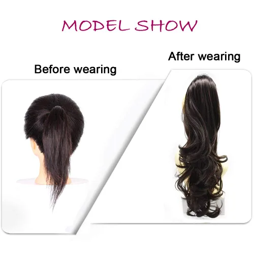Miniatura 6 de Lyrical Hair Extensión de cola de caballo sintética con cordón de garra de 22 pulgadas, extensión de cola de caballo, 6.17 oz, clip de mandíbula