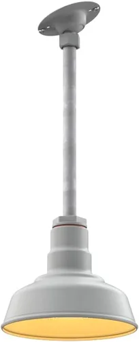 Miniatura 30 de Steel Lighting Co. Inglewood - Lámpara de granero Lámpara montada en el techo Cúpula redonda de 8 pulgadas vástago inclinado de 12 pulgadas
