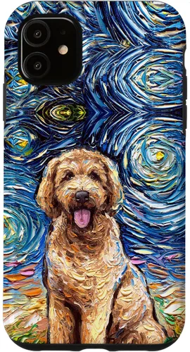 Miniatura 8 de Cute Goldendoodle Starry Night Doodle Dog Art by Aja Case for iPhone 17
