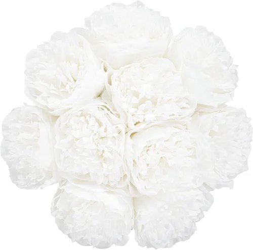 Miniatura 14 de U'Artlines 10 cabezas de peonías artificiales de seda, hojas y flores para decoración del hogar, oficina, bodas, fiestas, festivales y bares (negro)