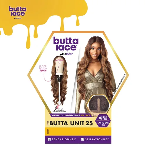 Miniatura 5 de Sensationnel Butta - Pelucas de encaje – Unidad 25 extra ancha de 5 pulgadas de profundidad, línea de cabello sintético previamente despuntada, sin
