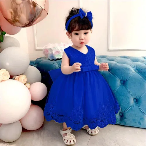 Miniatura 41 de Vestidos de encaje para concursos de niñas bebés de 0-2 años, vestido bordado para fiestas con diadema