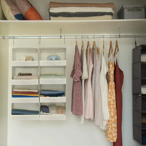 Miniatura 2 de GRANNY SAYS Organizador colgante de 4 estantes, estantes colgantes de armario, ahorro de espacio para dormitorio y sala de estar, beige, paquete