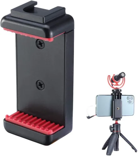 ULANZI ST-07 Soporte de trípode para teléfono con soporte de zapata fría para micrófono, luz de video LED, tornillo de trípode de 1/4 pulgadas para