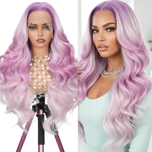 Miniatura 13 de Peluca de cabello sintético rubio de 13 x 6, con encaje frontal, sin pegamento, ondulado, rubio prearrancado, encaje transparente HD, transpirable