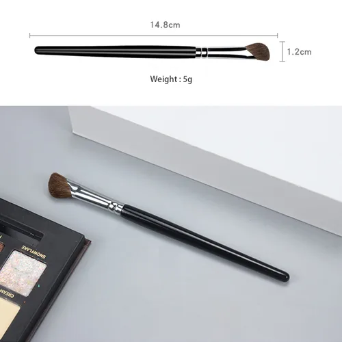Miniatura 6 de Cepillo de sombra de ojos, 2 unids forma de hoz suave poni pelo sombreado sombra nasal cepillo juego, mango de madera negro 2 PIEZAS