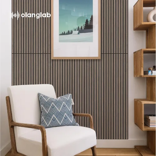 Miniatura 3 de Olanglab Paneles de pared acústicos de chapa de madera, paquete de 6, paneles de pared absorbentes de sonido de 23.6 x 47.2 pulgadas para decoración