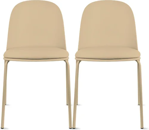 Miniatura 28 de 2xhome Silla de comedor moderna apilable sin brazos Asiento de plástico con patas de metal Uso en interiores o exteriores Patio de cocina