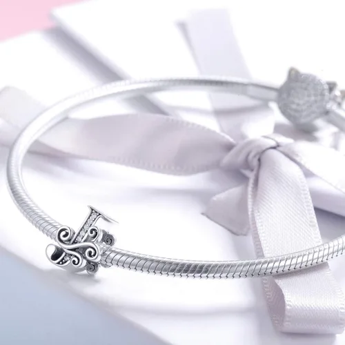 Miniatura 81 de BETTY&SARAH dije de plata esterlina 925 con forma de letra, para pulseras Pandora, letra del alfabeto, joya, regalo para mujer