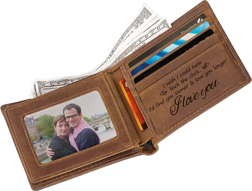 Miniatura 3 de kullder Billetera personalizada para hombres, carteras grabadas, regalos de cuero para marido de parte de la esposa, billetera personalizada