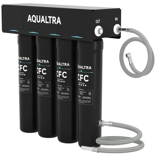 AQUALTRA USF-4B-15 Sistema de filtro de agua para debajo del fregadero, comercial de 80 K Gal, filtro de 0.5 μm que reduce PFOA, PFOS, cloro, plomo,
