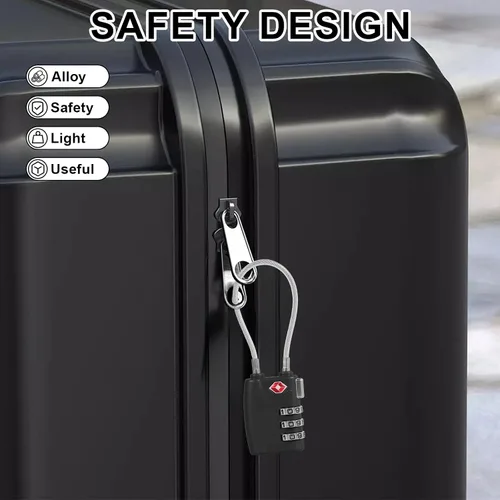 Miniatura 2 de Paquete de 5 cerraduras TSA para equipaje, aprobadas por la TSA, combinación de 3 dígitos, candados de viaje de la TSA, candados de cable