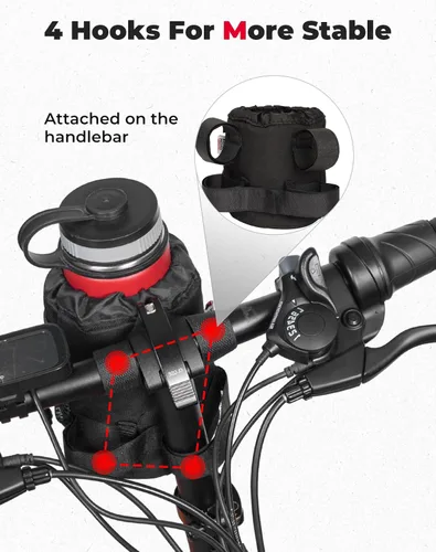 Miniatura 2 de Portavasos grande para bicicleta KEMIMOTO con bolsillos de malla y bolsa para teléfono, compatible con bicicleta de carretera, MTB, bicicleta