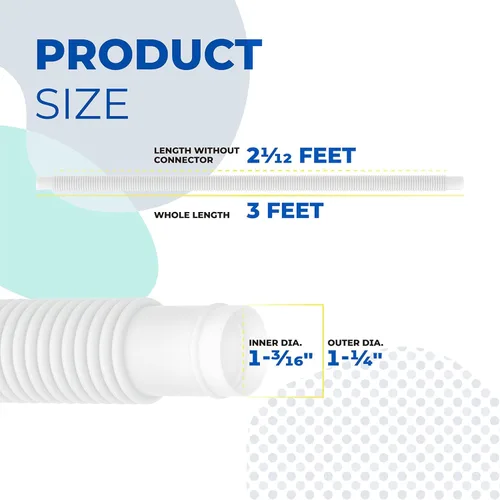 Miniatura 3 de ANTOBLE Manguera de piscina de 1.25 pulgadas y 3 pies para Intex, mangueras de repuesto de bomba de piscina, filtro de plástico blanco para piscinas
