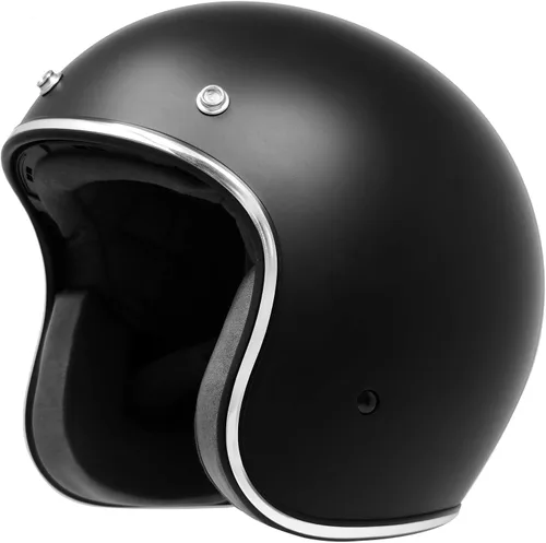 Miniatura 3 de GDM RENEGADE - Casco abierto para motocicleta, 3/4, estilo vintage, negro mate (escudo cromado, S)