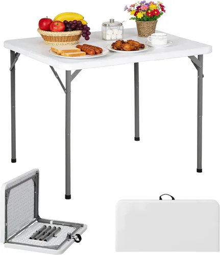 Miniatura 11 de ZENY Mesa plegable de 6 pies, mesa portátil de picnic, mesa de plástico para picnic interior y exterior, mesa para fiestas, camping, mesa plegable