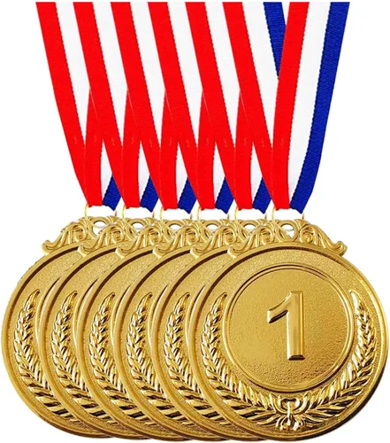 Jauisus 6 medallas de oro para premios, medallas de metal para el primer lugar, estilo olímpico, premios para deportes, fiestas, torneos, premios,