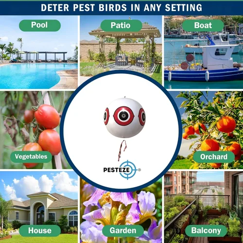 Miniatura 3 de PESTEZE Señuelo grande de globo blanco de 16 pulgadas con forma de pájaro aterrador [1 unidad] disuade a las aves plagas no deseadas como palomas