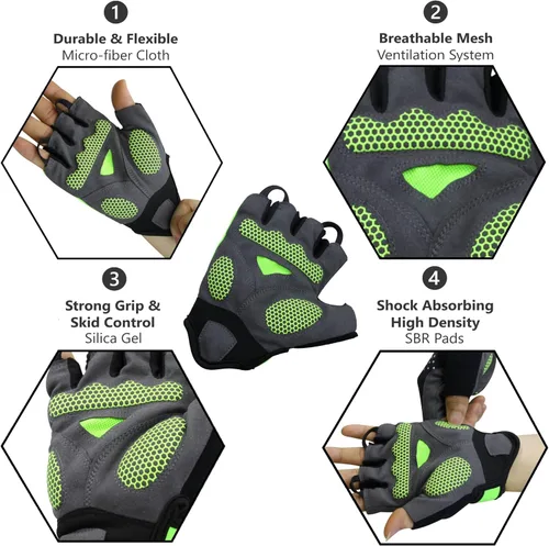 Miniatura 3 de Guantes de ciclismo para bicicleta de montaña para hombre, amortiguadores de gel SBR acolchados, palma antideslizante, ultra transpirables