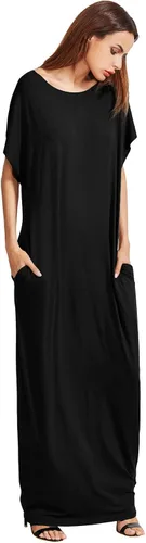 Miniatura 3 de Verdusa - Vestido largo, de manga corta, holgado, con bolsillos, para mujer, casual