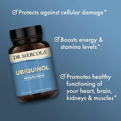 Miniatura 5 de Dr. Mercola Ubiquinol 100 mg por porción, 30 porciones (30 cápsulas), suplemento dietético, apoya la salud y el bienestar general, sin OMG